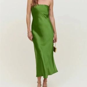 Joanne Silk Reformation Green Maxi Dress